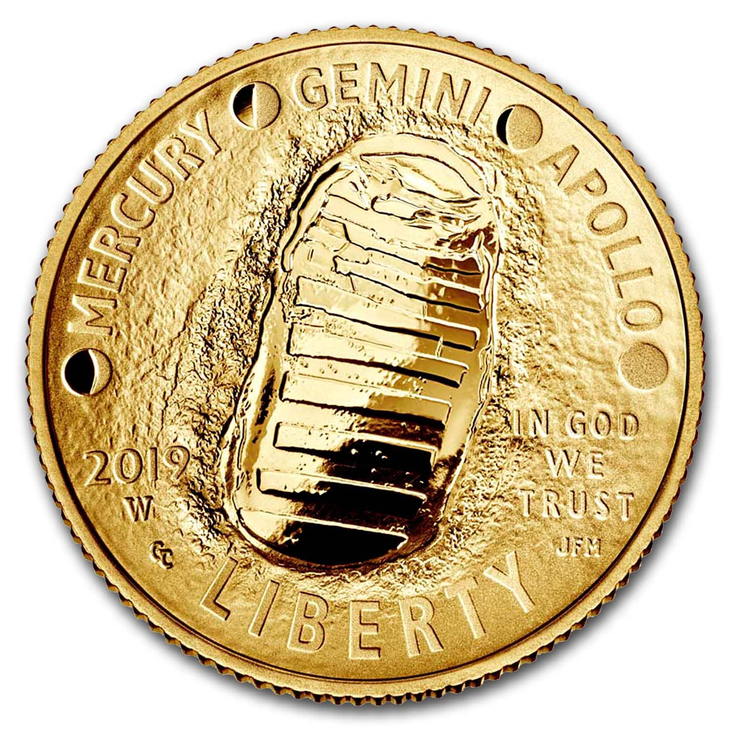 2019-W Gold $5 Apollo 11 50th Anniversary Proof (Box & COA)