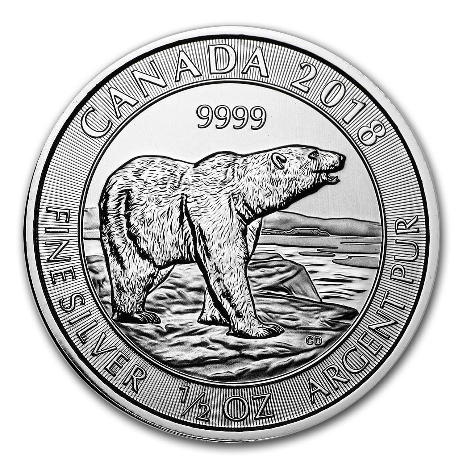 2018 Canada 1/2 oz Silver Polar Bear BU