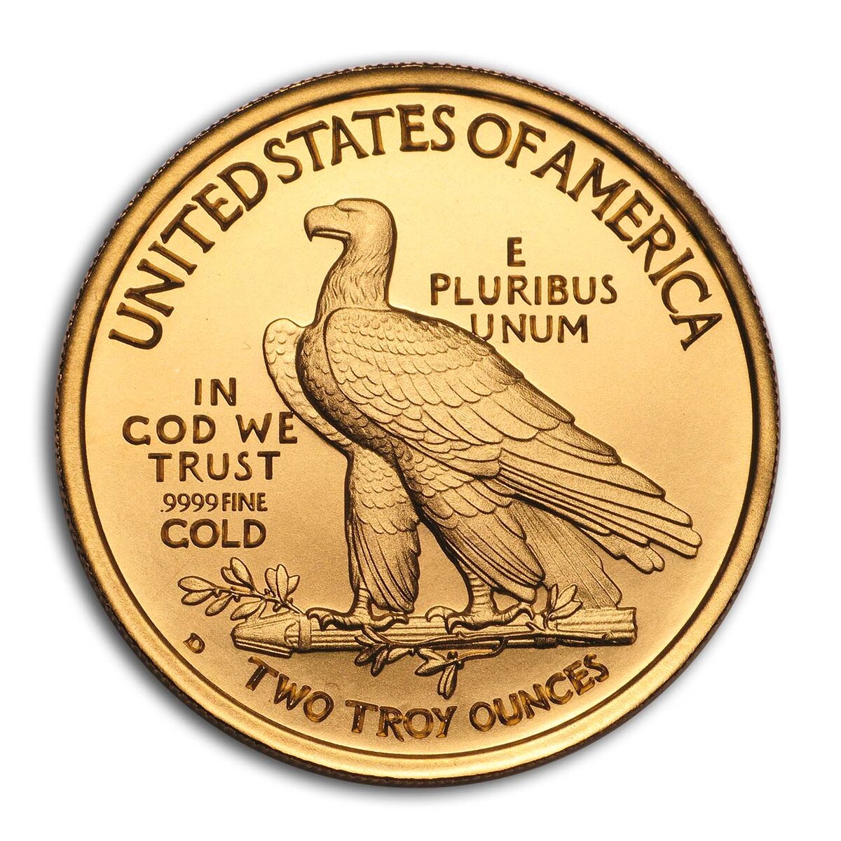 2 oz Gold High Relief Round - $10 Indian