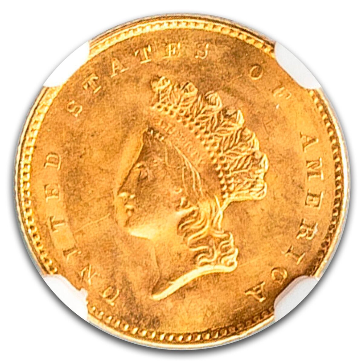 1854 $1 Indian Head Gold Type 2 MS-64 NGC