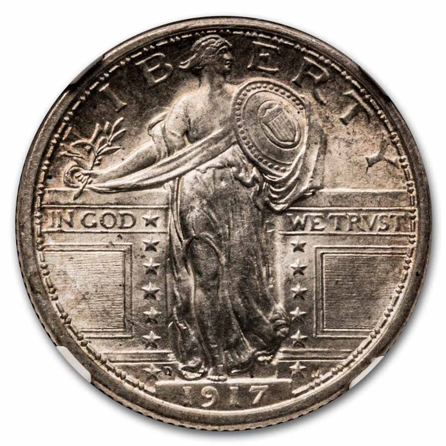 1917-D Standing Liberty Quarter Type-I MS-64 NGC (FH)
