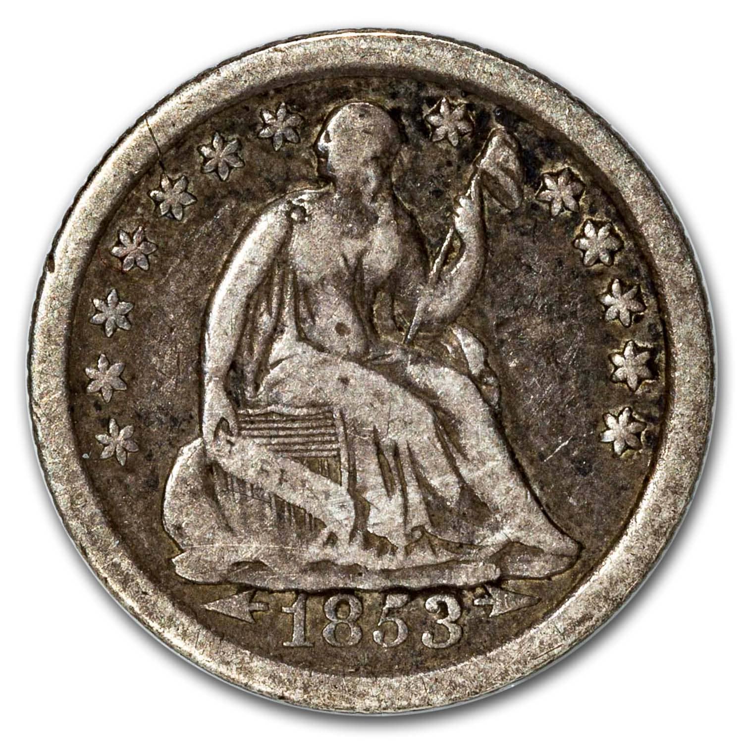 1853-O Liberty Seated Half Dime w/Arrows VF