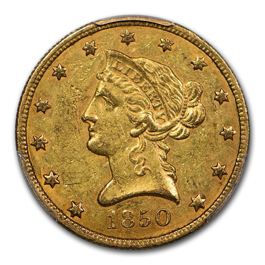1850 $10 Liberty Gold Eagle AU-55 PCGS (Small Date)