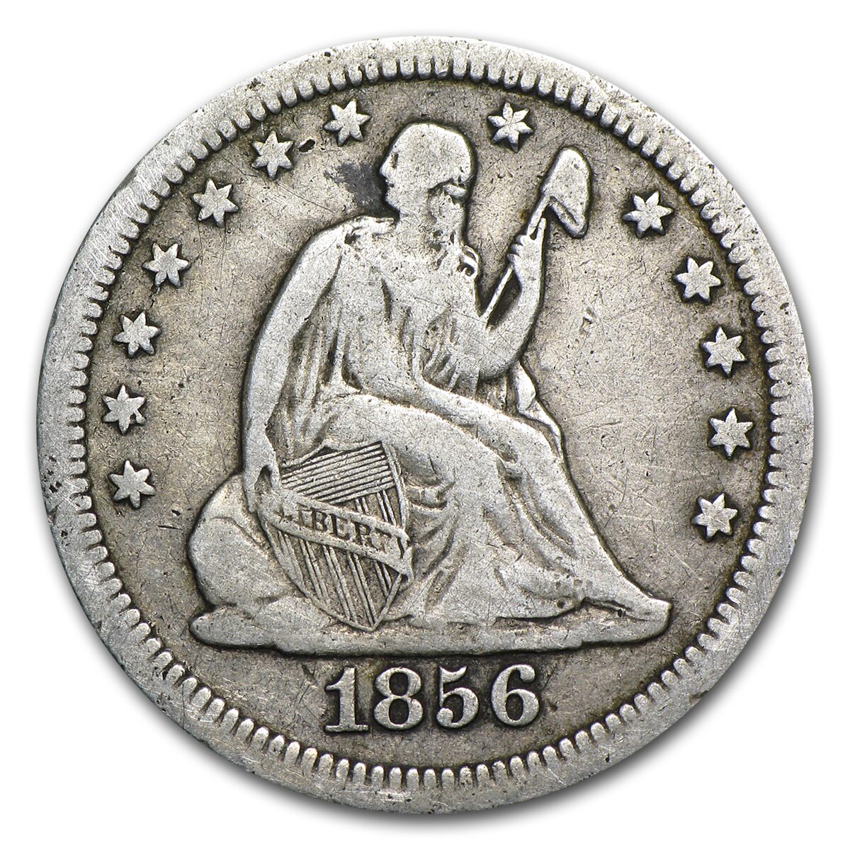 1856 Liberty Seated Quarter VF