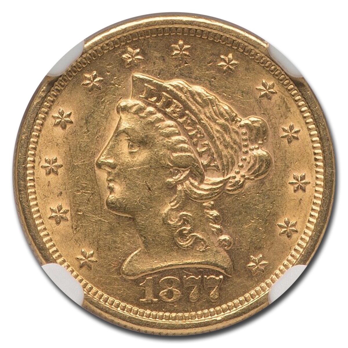 1877-S $2.50 Liberty Gold Quarter Eagle AU-58 NGC