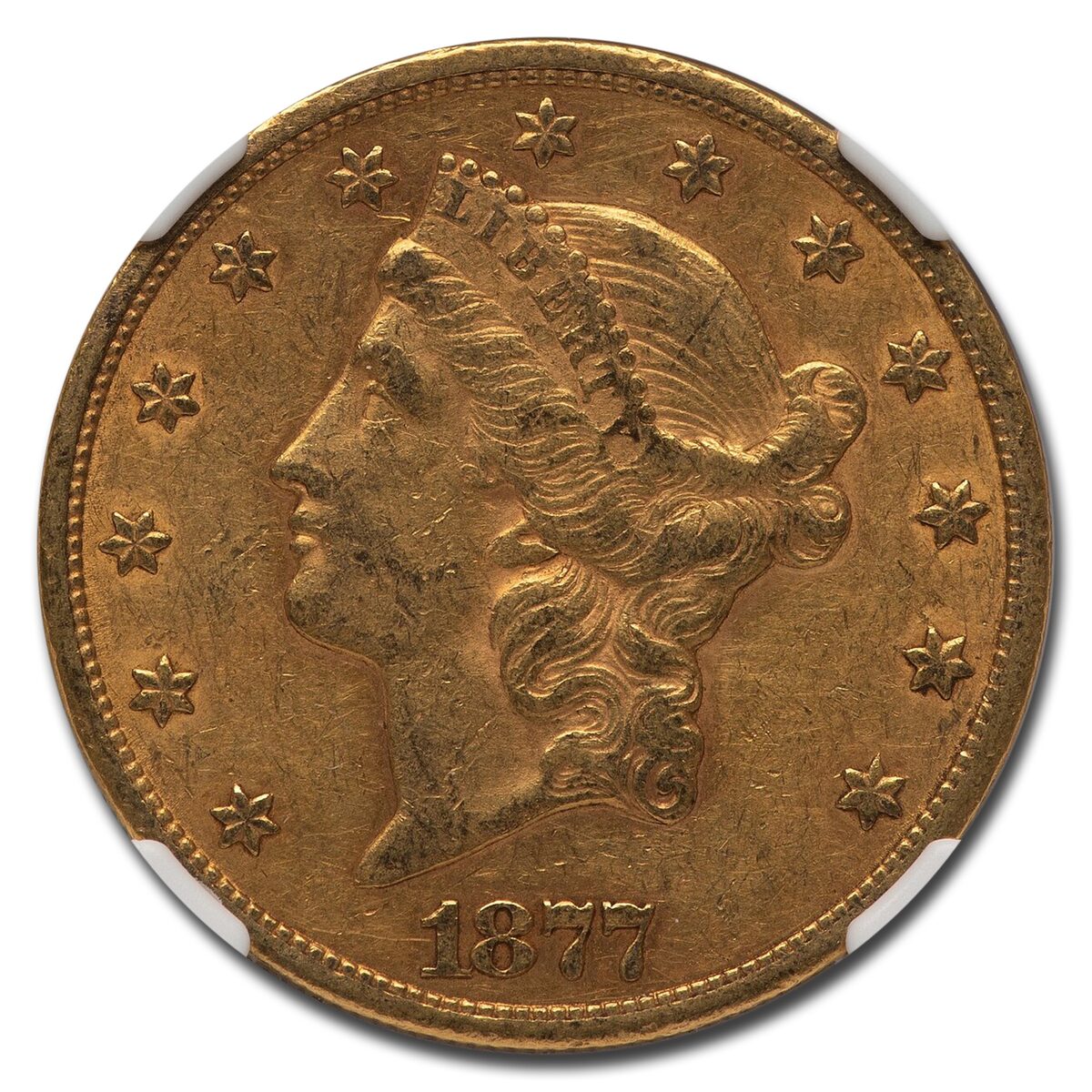 1877-CC $20 Liberty Gold Double Eagle AU-55 NGC