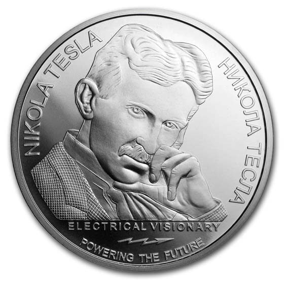 2019 Serbia 1 oz Silver 100 Dinar Nikola Tesla: Remote Control BU