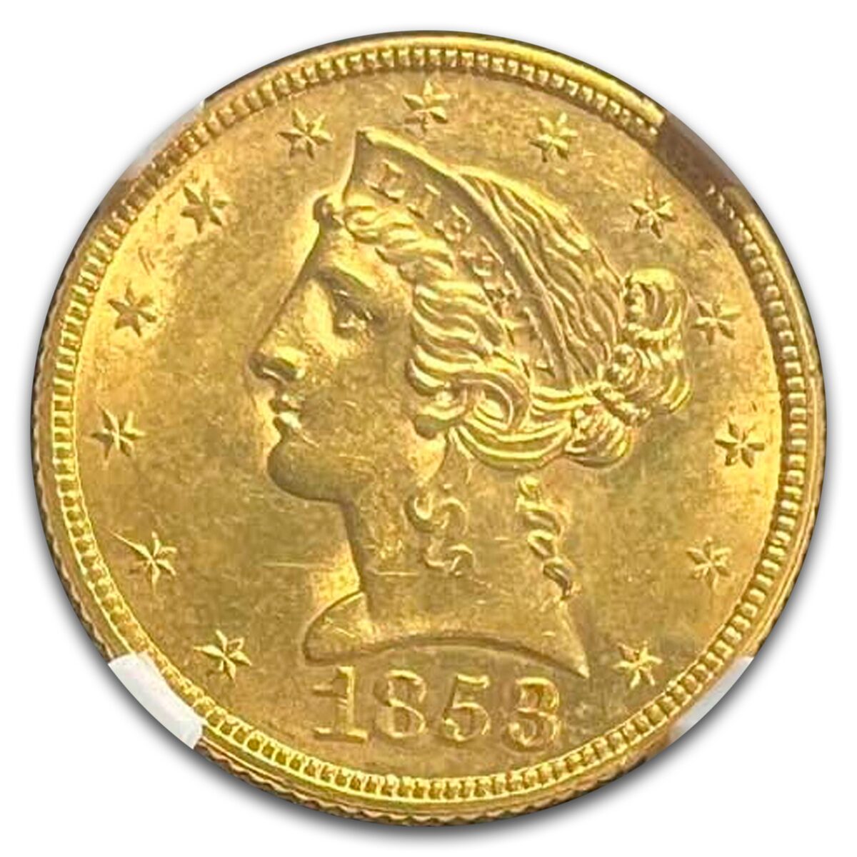 1853 $5 Liberty Gold Half Eagle MS-61 NGC