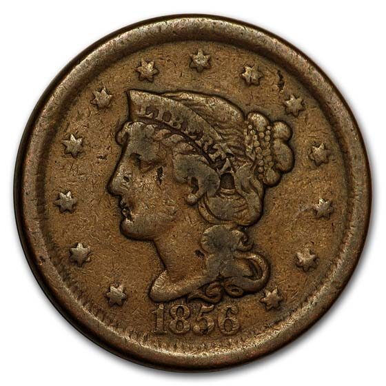 1856 Large Cent Slanted 5 Fine