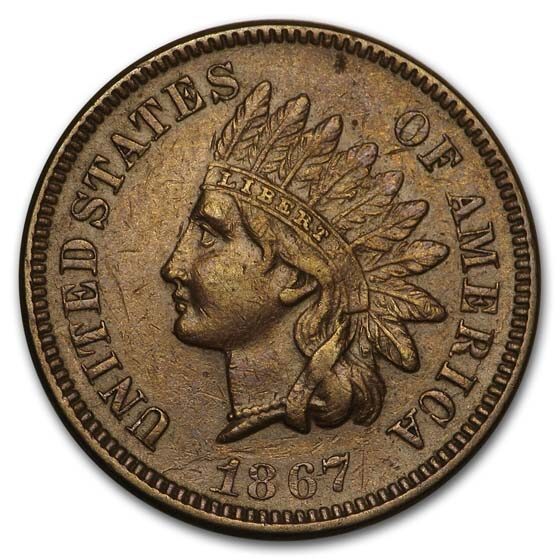 1867 Indian Head Cent AU