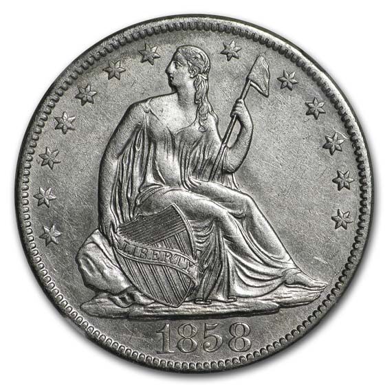 1858-O Liberty Seated Half NGC (SS-Republic Shipwreck) w/Book