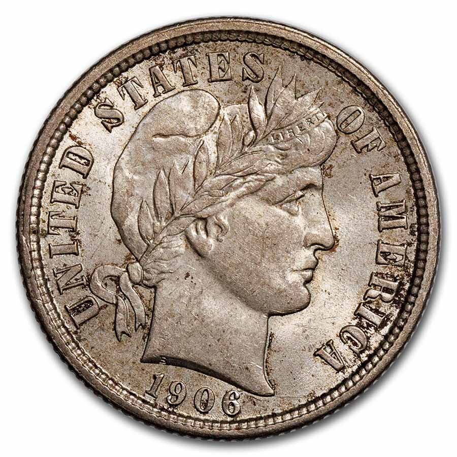 1906 Barber Dime BU