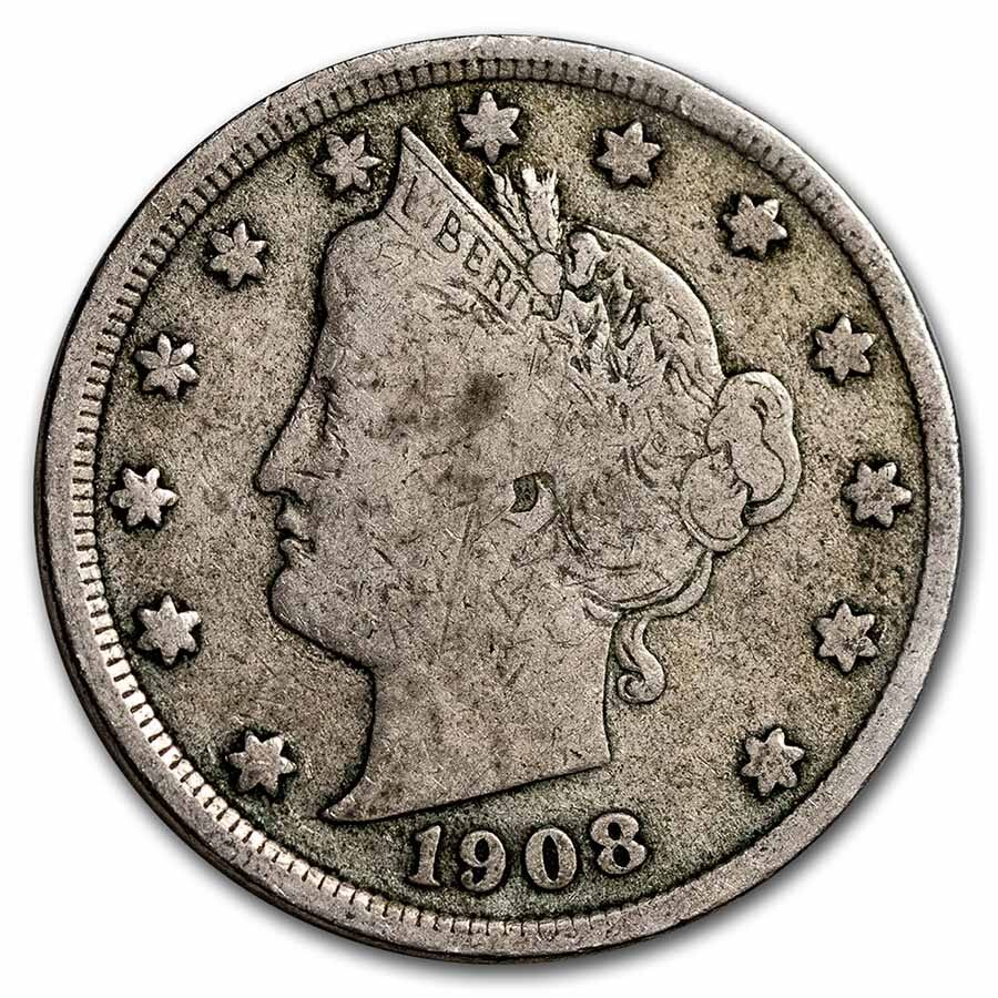 1908 Liberty Head V Nickel Fine