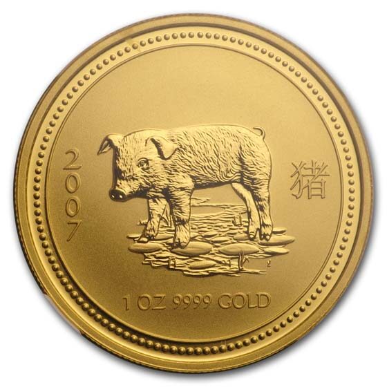 2007 1 oz Gold Lunar Year of the Pig MS-69 NGC (Series I)