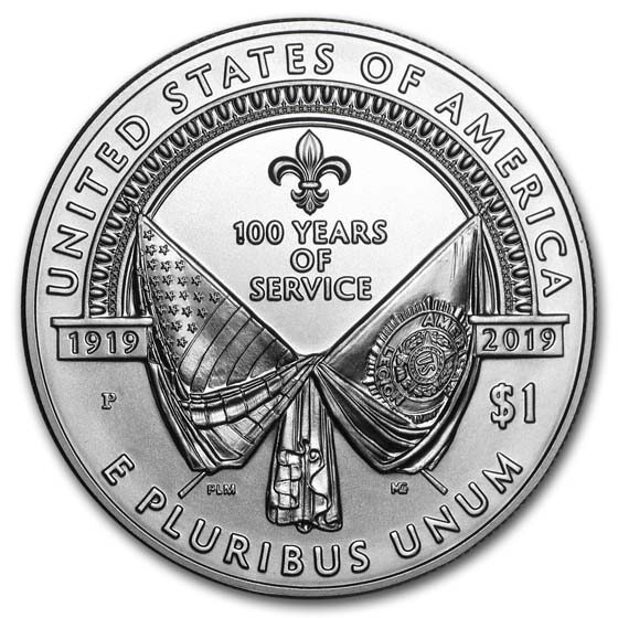2019-P American Legion $1 Silver BU (Box & COA)