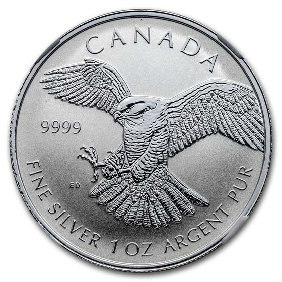 2016 Canada 1 oz Silver $5 Peregrine Falcon PF-70 NGC (ER)