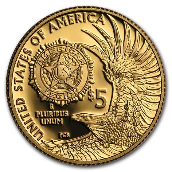 2019-W Gold $5 American Legion Proof (w/Box & COA)