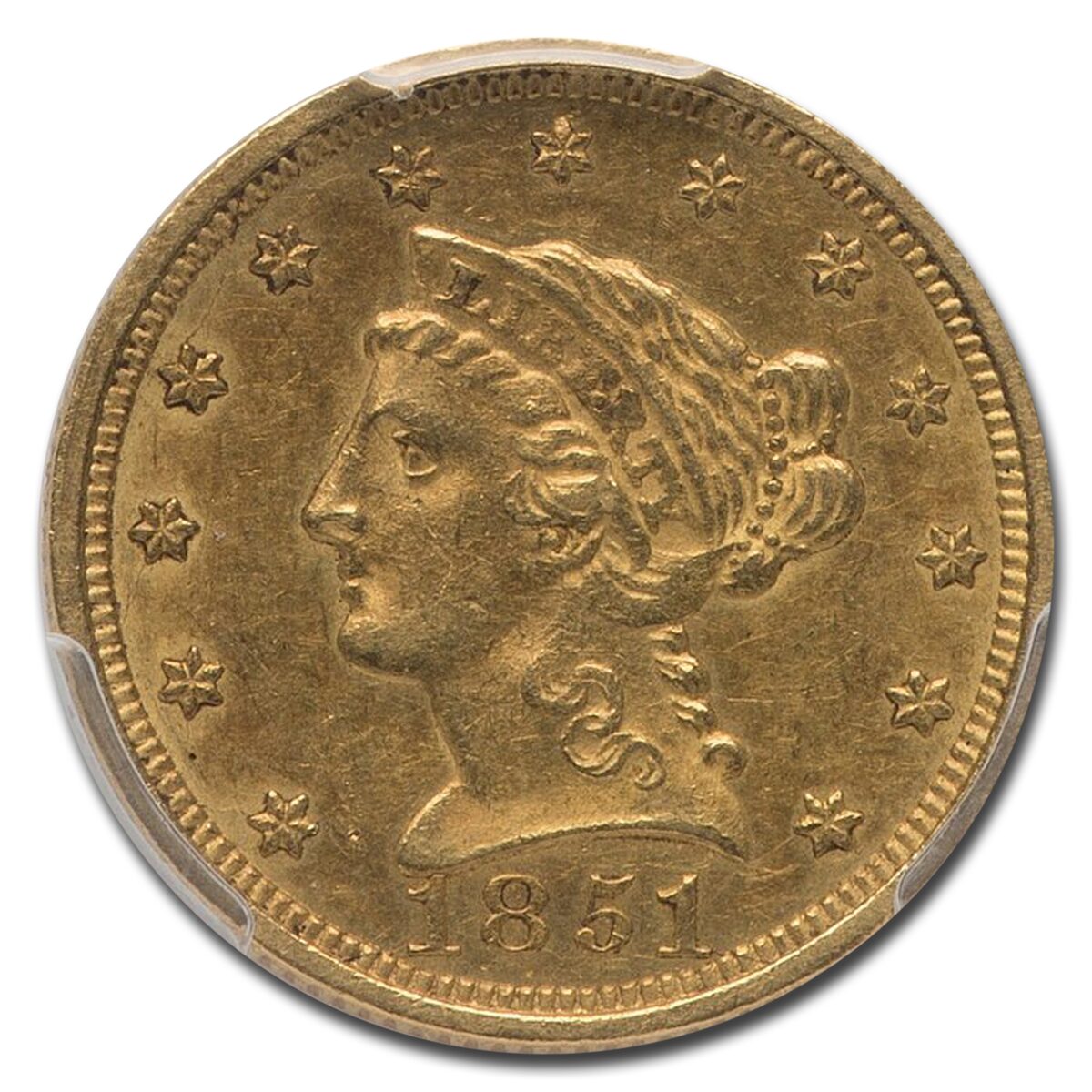 1851 $2.50 Liberty Gold Quarter Eagle AU-53 PCGS