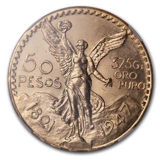 1947 Mexico Gold 50 Pesos MS-65 PL NGC