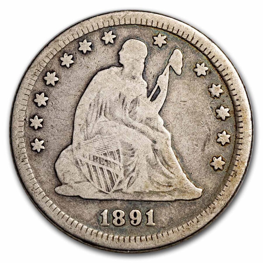1891 Liberty Seated Quarter VG