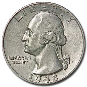 1942 Washington Quarter AU