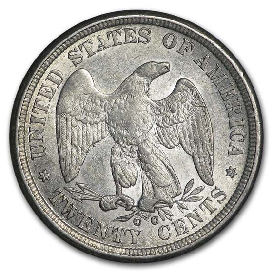 1875-CC Twenty Cent Piece AU