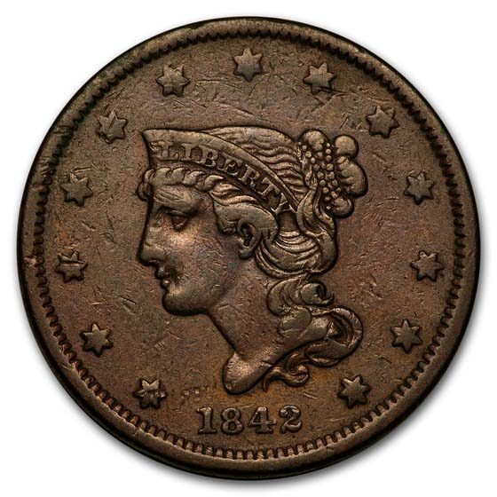 1842 Large Cent XF