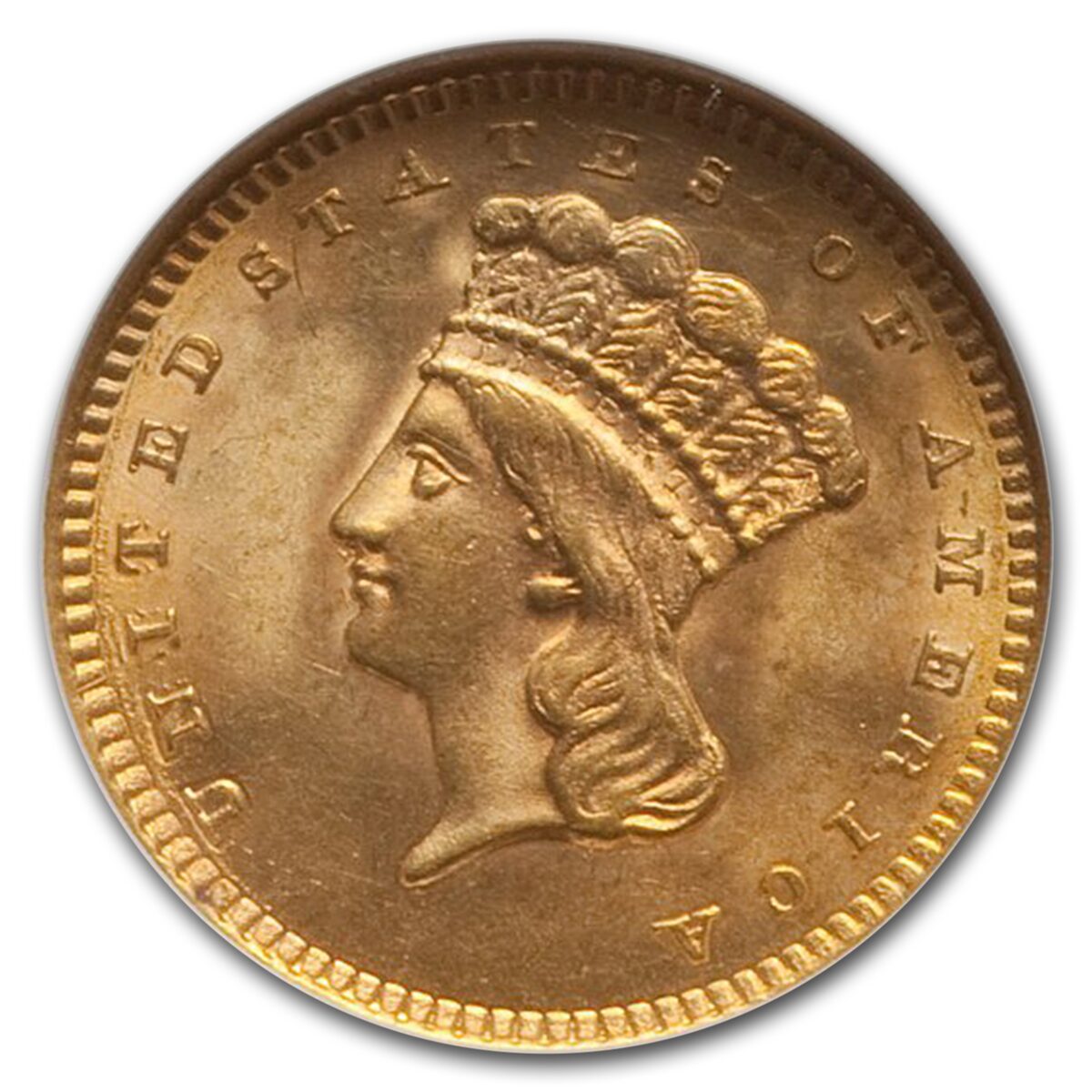 1858 $1 Indian Head Gold MS-65 NGC
