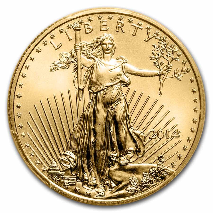2014 1/2 oz American Gold Eagle MS-70 PCGS (FS®, Gold Foil Label)