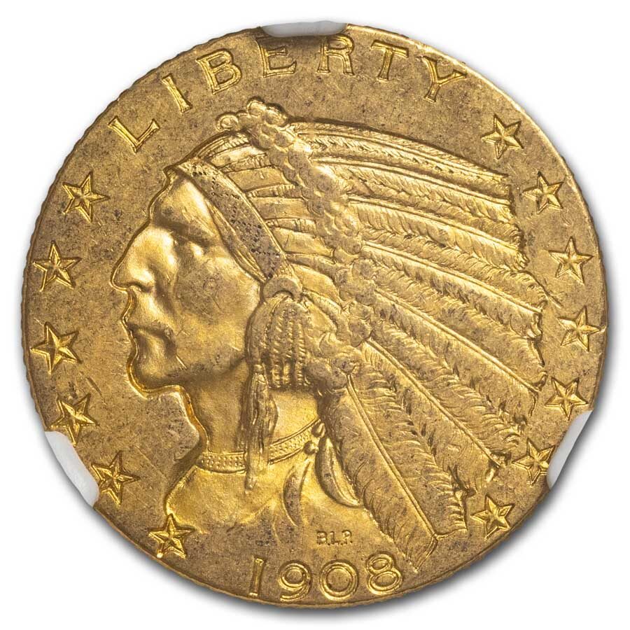 1908 $5 Indian Gold Half Eagle MS-61 NGC