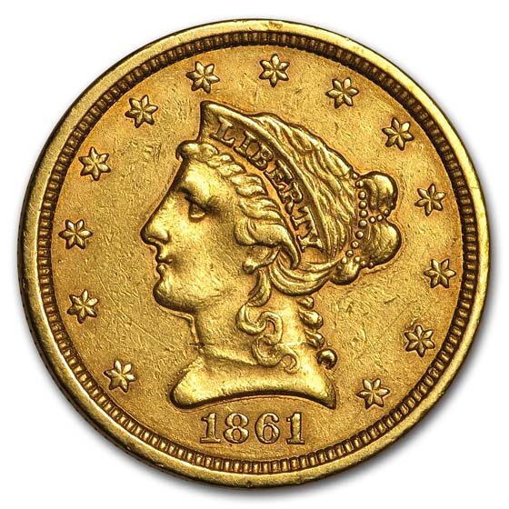 1861 $2.50 Liberty Gold Quarter Eagle Type 2 XF