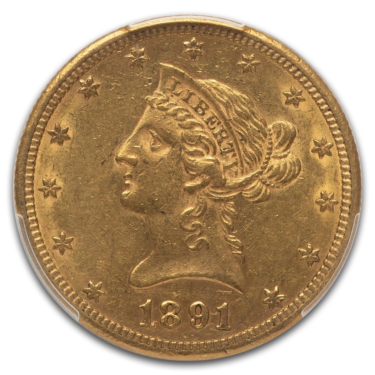 1891-CC $10 Liberty Gold Eagle AU-53 PCGS