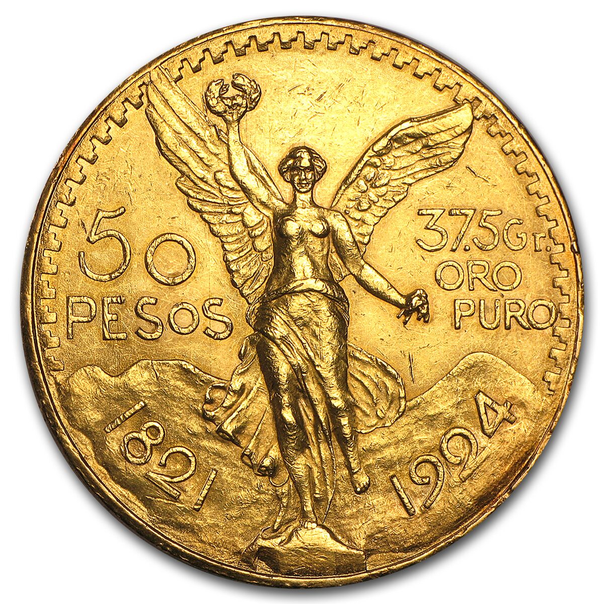 1924 Mexico Gold 50 Pesos AU