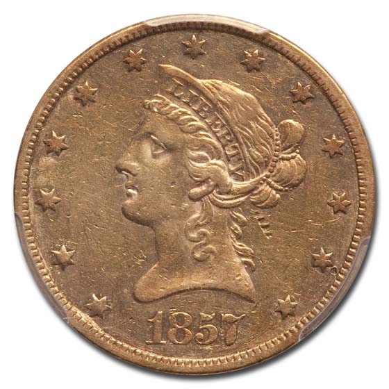 1857 $10 Liberty Gold Eagle XF-45 PCGS