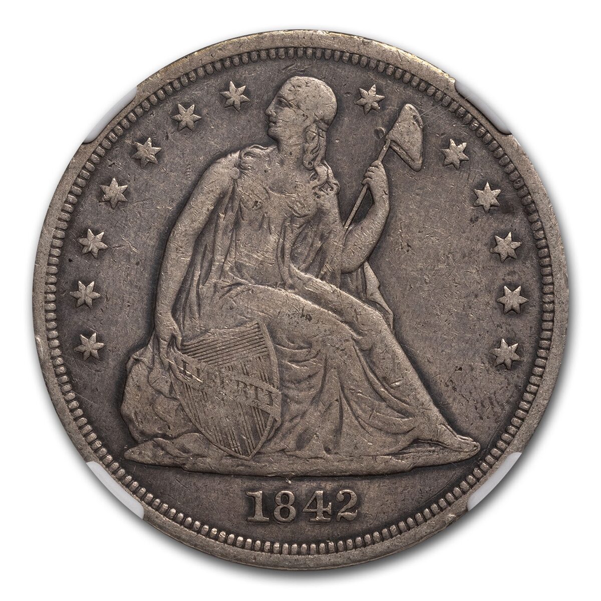1842 Liberty Seated Dollar VF-20 NGC