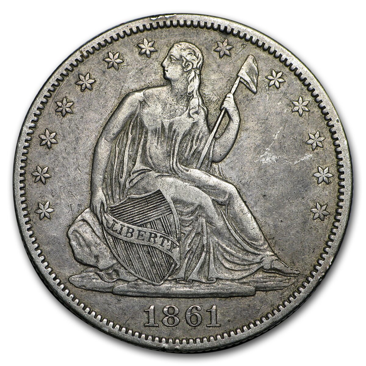 1861-O Liberty Seated Half Dollar VF