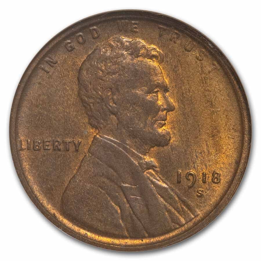1918-S Lincoln Cent MS-65 NGC (Red/Brown)