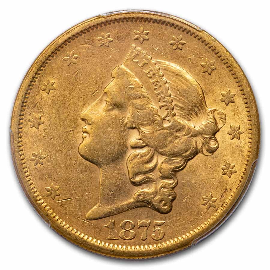 1875-S $20 Liberty Gold Double Eagle AU-50 PCGS