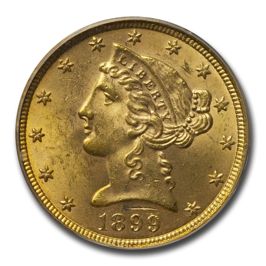 1899 $5 Liberty Gold Half Eagle MS-62 PCGS
