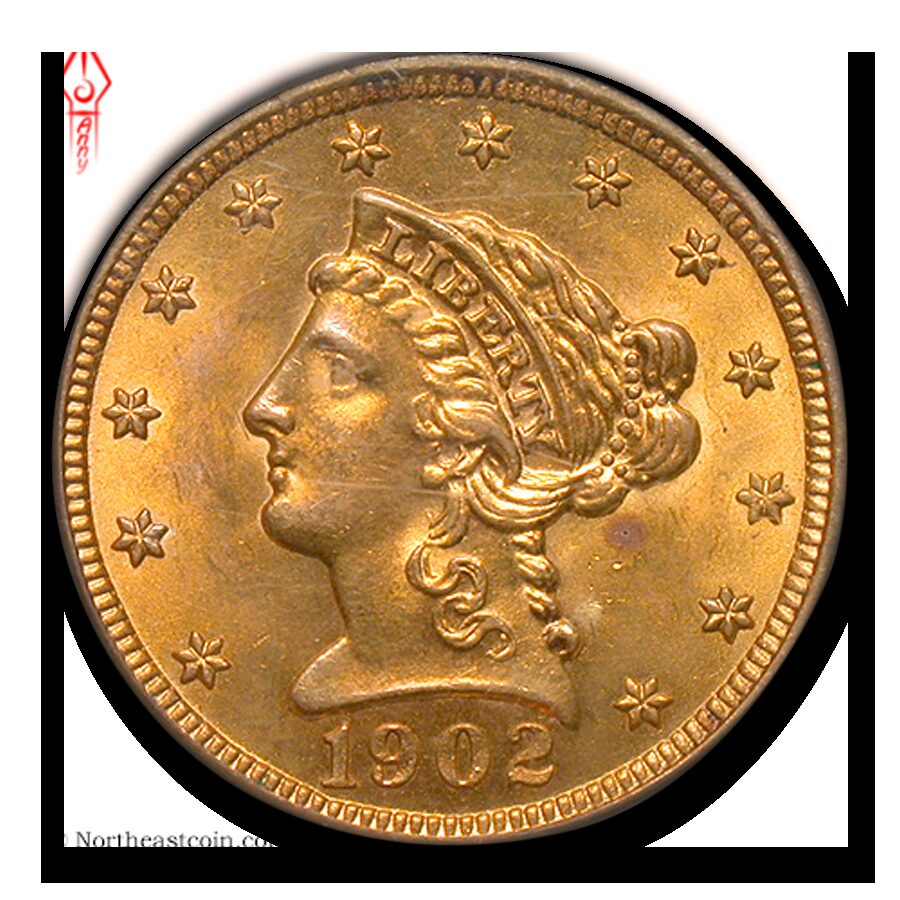1902 $2.50 Liberty Gold Quarter Eagle MS-62 PCGS