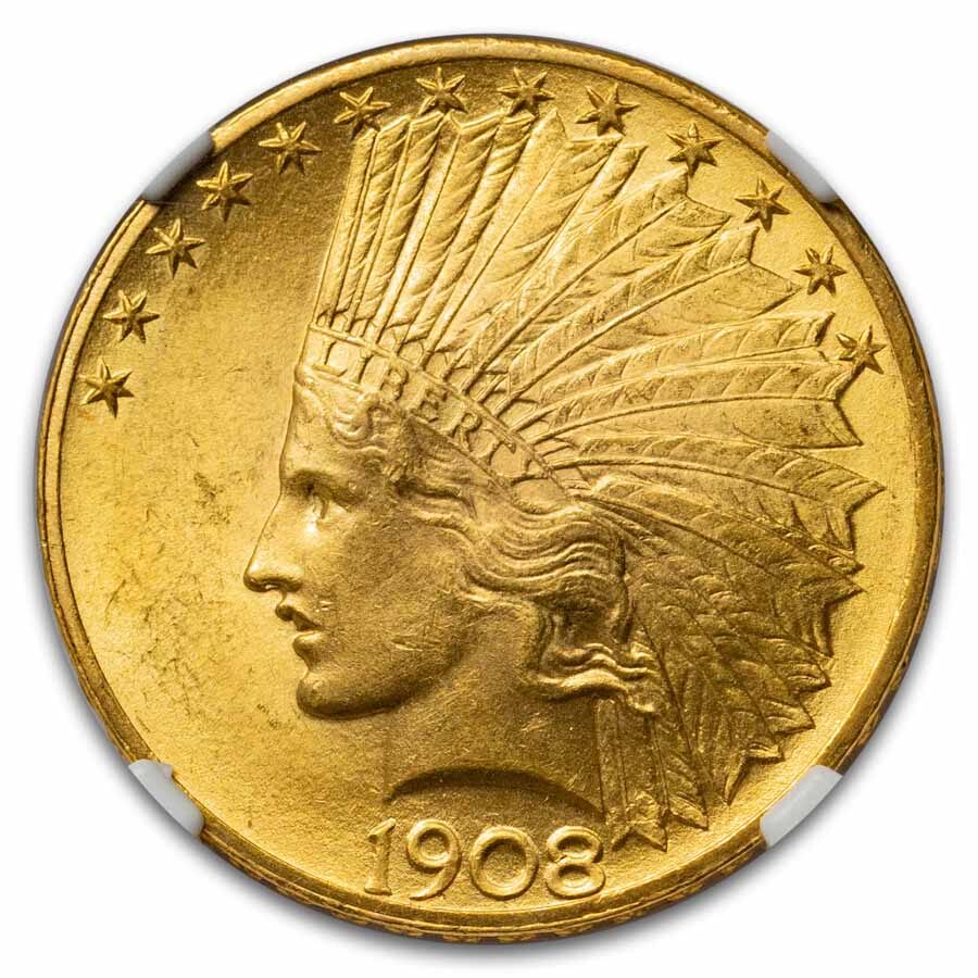 1908 $10 Indian Gold Eagle w/Motto MS-64 NGC