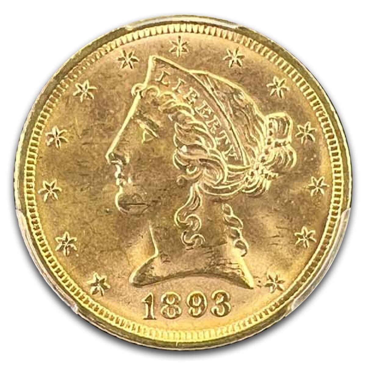 1893 $5 Liberty Gold Half Eagle MS-64+ PCGS CAC