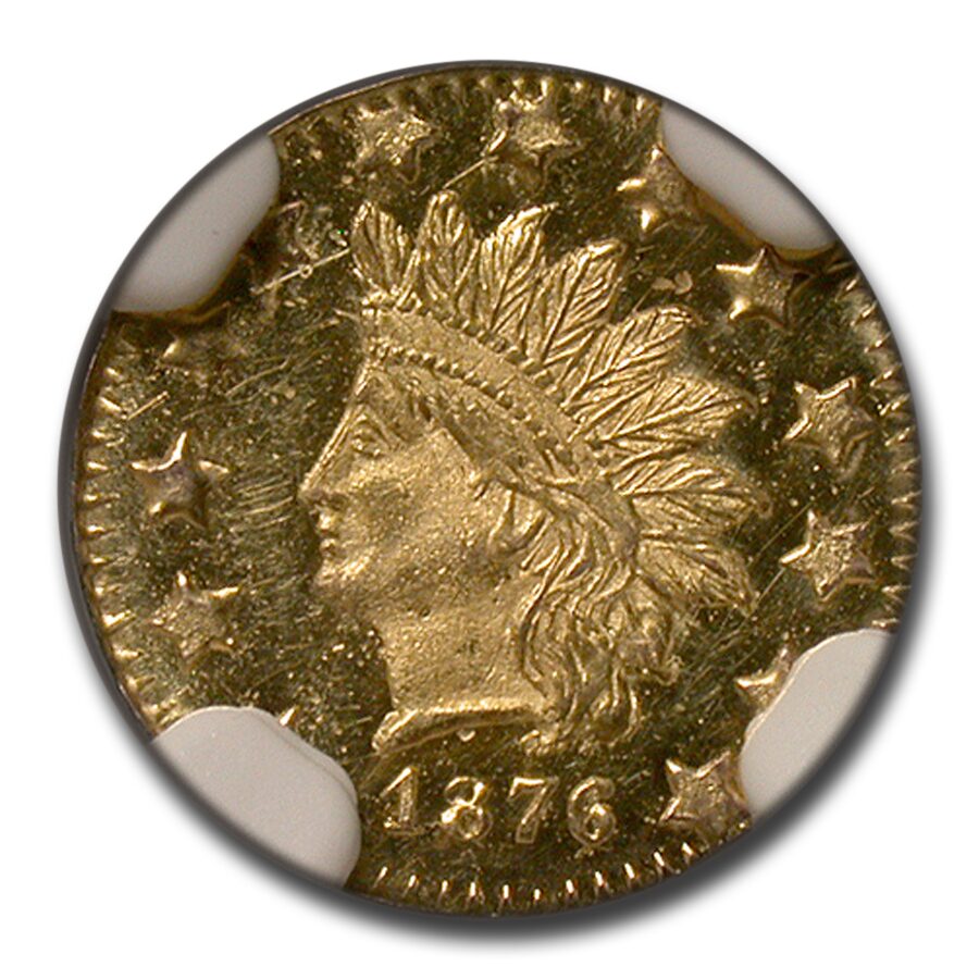 1876 Indian Round 50 Cent Gold MS-64 NGC (DPL, BG-1065)
