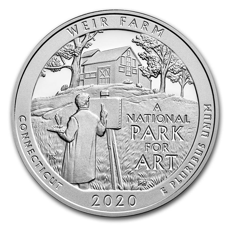 2020-P 5 oz Silver ATB Weir Farm Historic Site (w/Box & COA)
