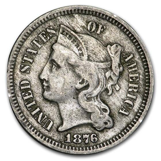 1876 3 Cent Nickel VF