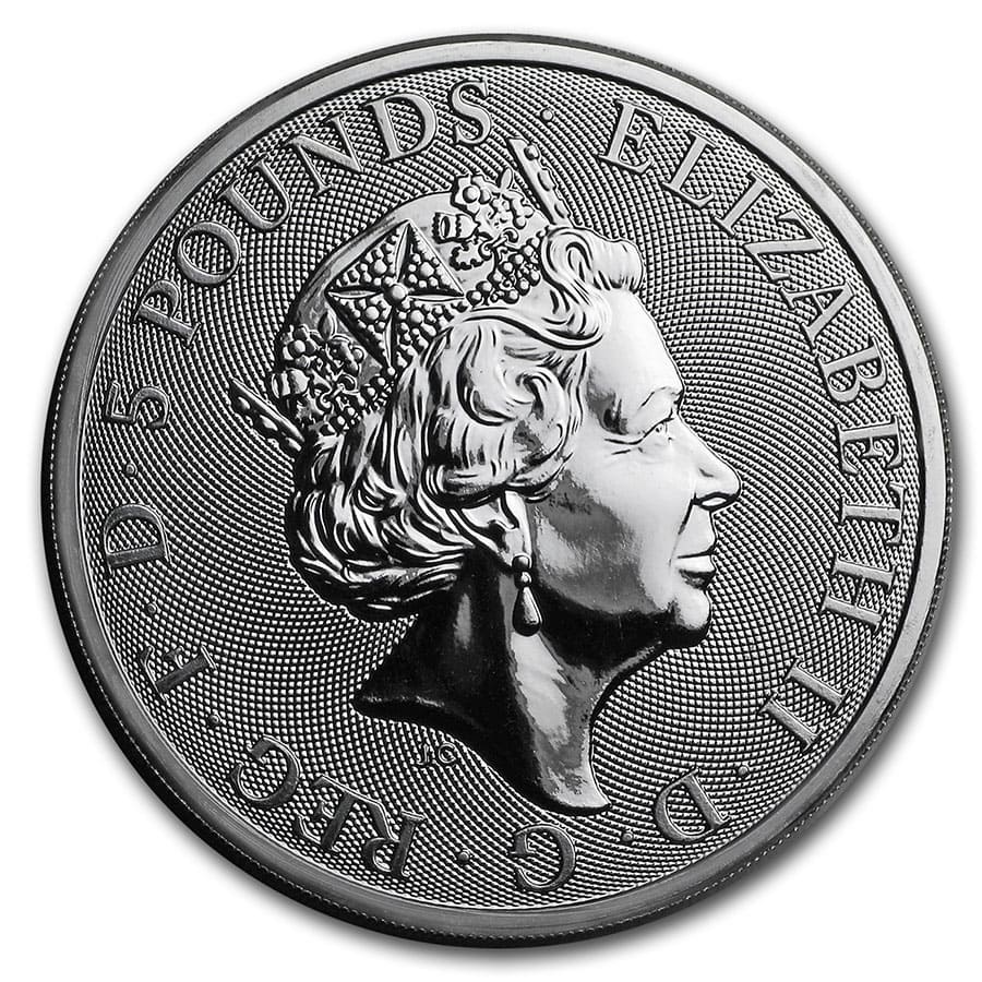 2020 Great Britain 2 oz Silver Queen's Beasts The White Lion