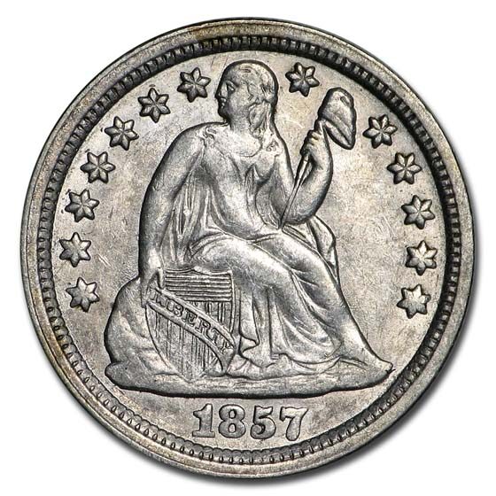 1857 Liberty Seated Dime AU