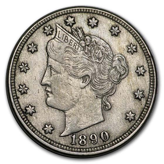 1890 Liberty Head V Nickel AU