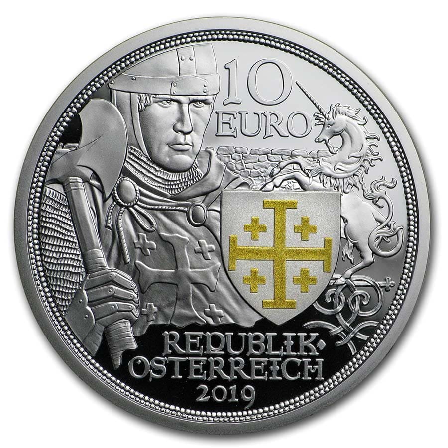 2019 Austria Proof Silver €10 Knights' Tales (Adventure)
