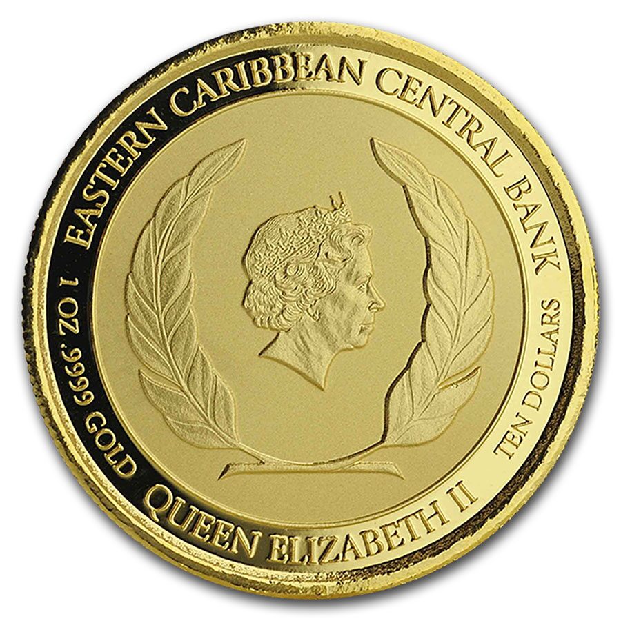 2019 St. Lucia 1 oz Gold Pink Flamingo BU